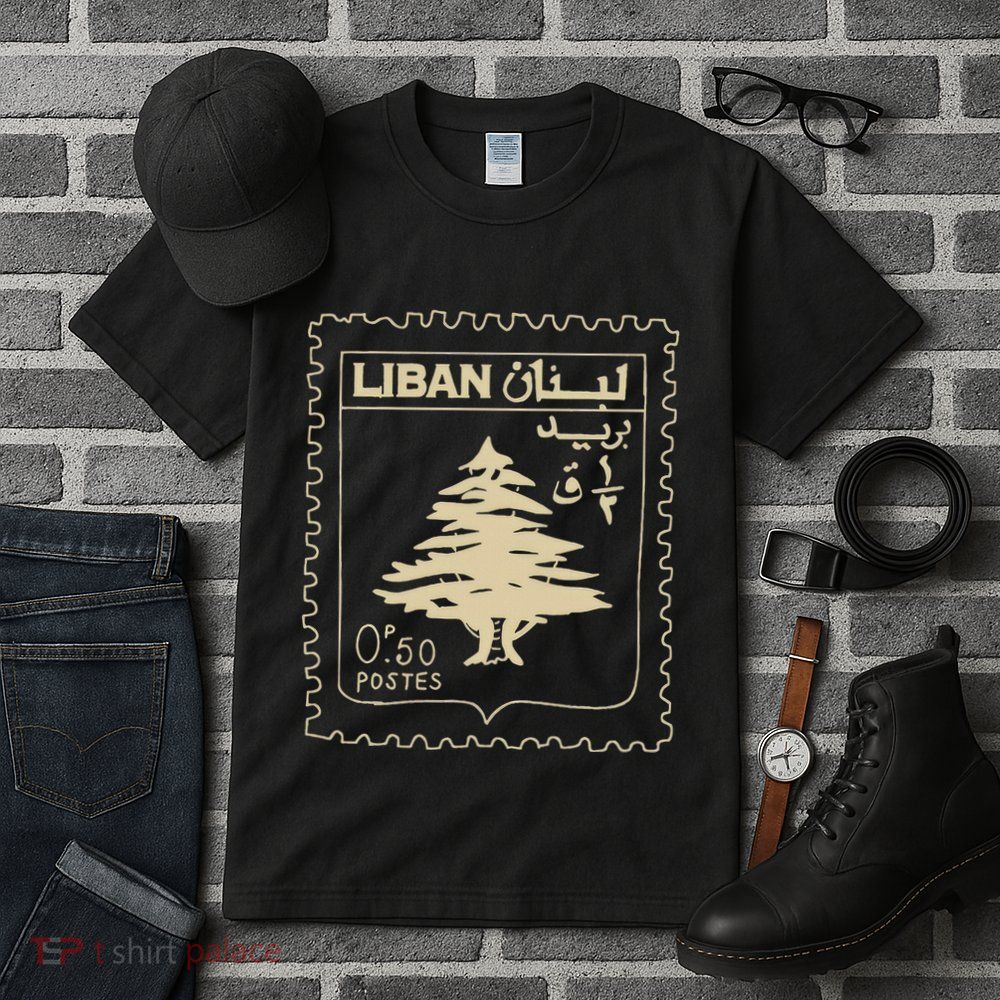 Lebanese Stamp Support Lebanon Beirut Map Palestine Tall T-Shirt