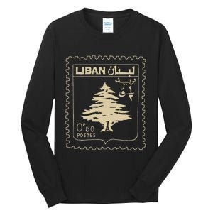 Lebanese Stamp Support Lebanon Beirut Map Palestine Tall Long Sleeve T-Shirt