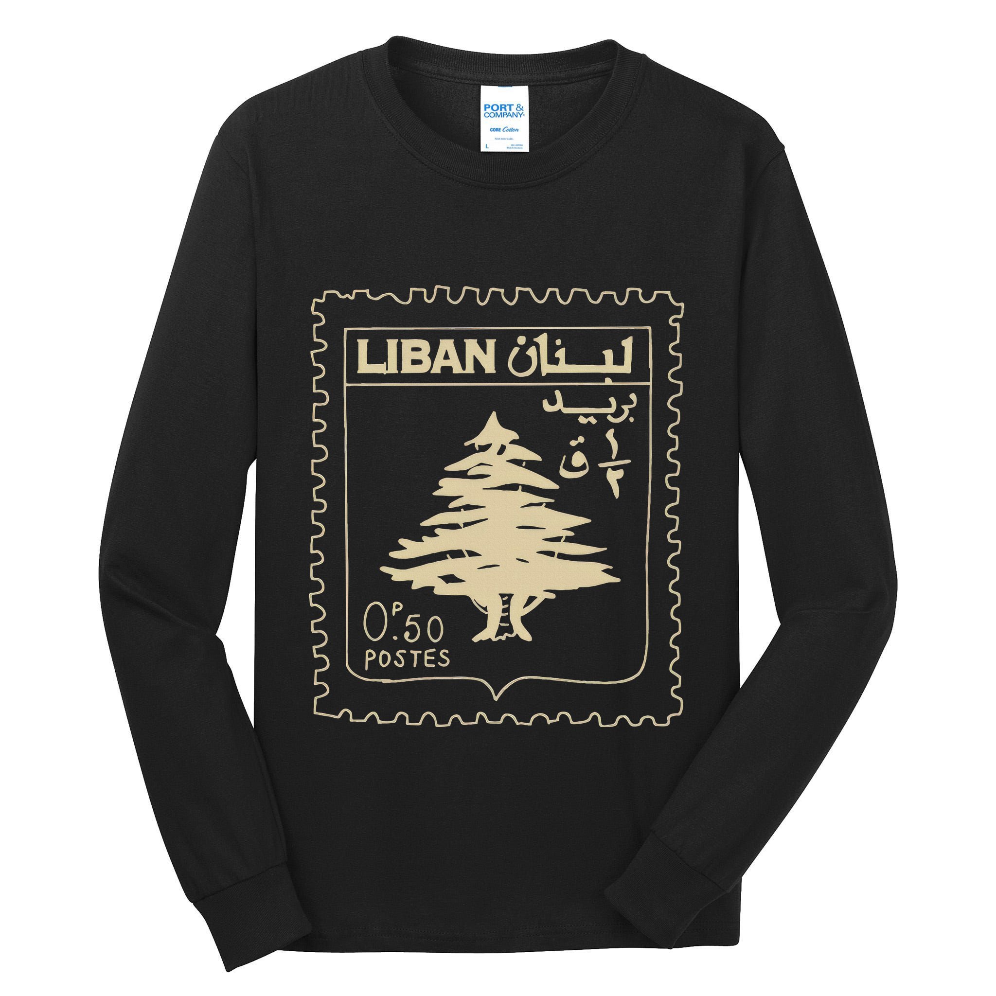 Lebanese Stamp Support Lebanon Beirut Map Palestine Tall Long Sleeve T-Shirt