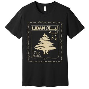 Lebanese Stamp Support Lebanon Beirut Map Palestine Premium T-Shirt