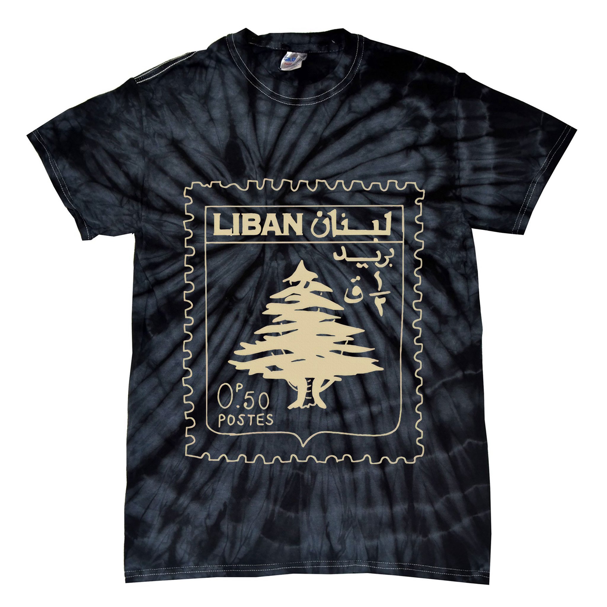 Lebanese Stamp Support Lebanon Beirut Map Palestine Tie-Dye T-Shirt