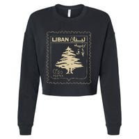 Lebanese Stamp Support Lebanon Beirut Map Palestine Cropped Pullover Crew