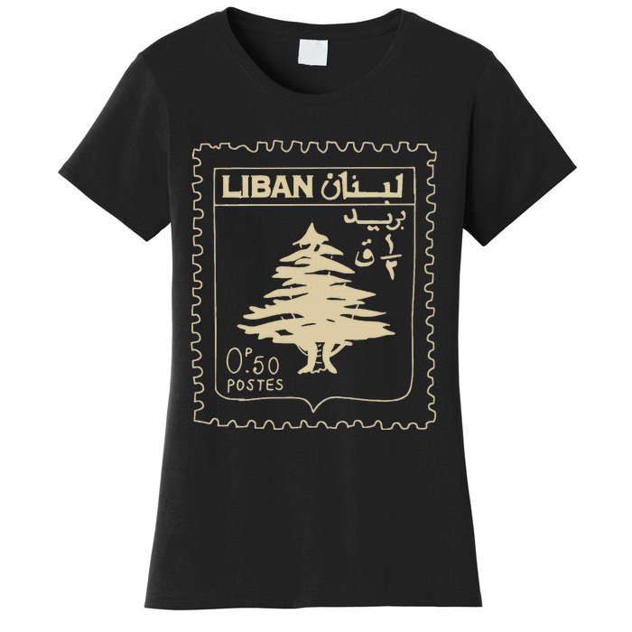 Lebanese Stamp Support Lebanon Beirut Map Palestine Women's T-Shirt