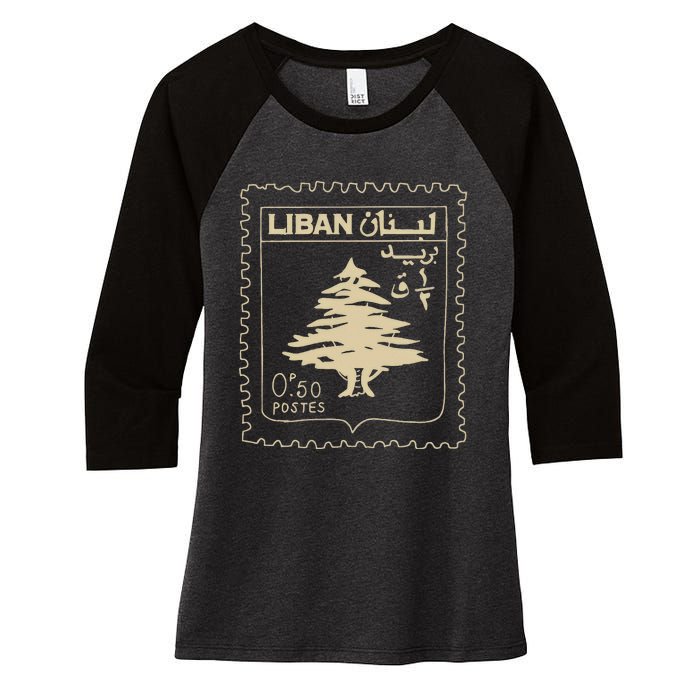 Lebanese Stamp Support Lebanon Beirut Map Palestine Women's Tri-Blend 3/4-Sleeve Raglan Shirt