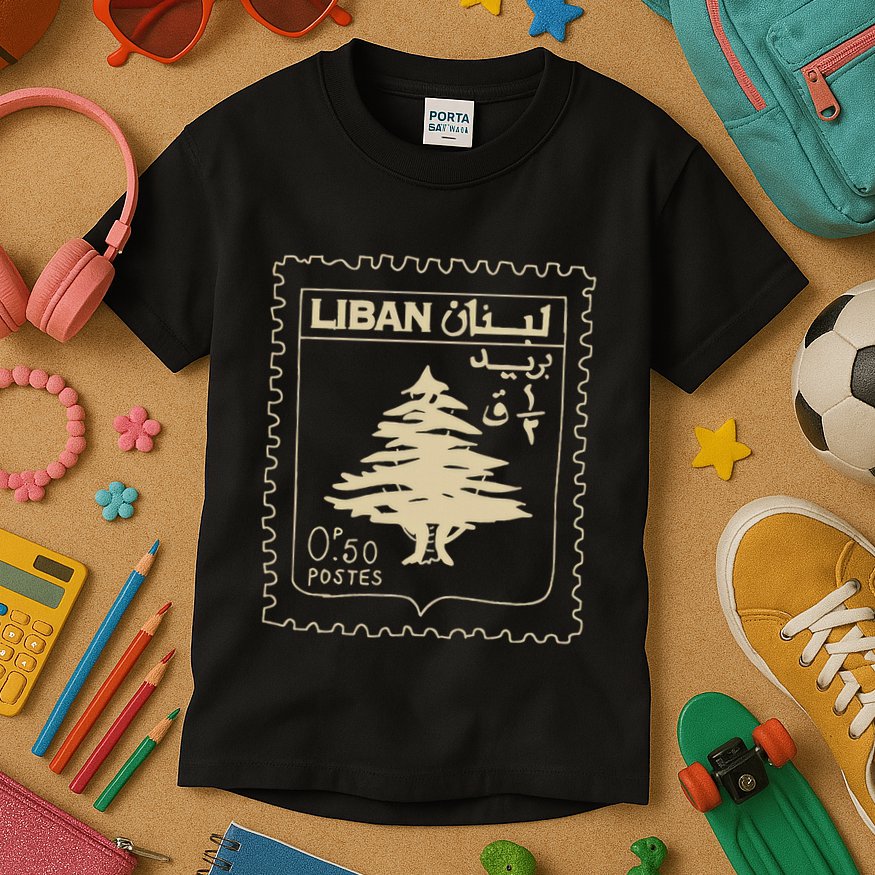 Lebanese Stamp Support Lebanon Beirut Map Palestine Kids T-Shirt