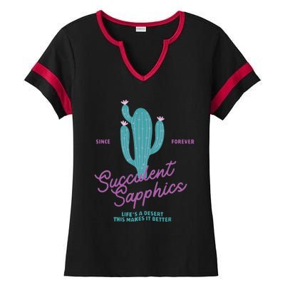 Lesbian Succulent Sapphics Plant Lesbian Ladies Halftime Notch Neck Tee