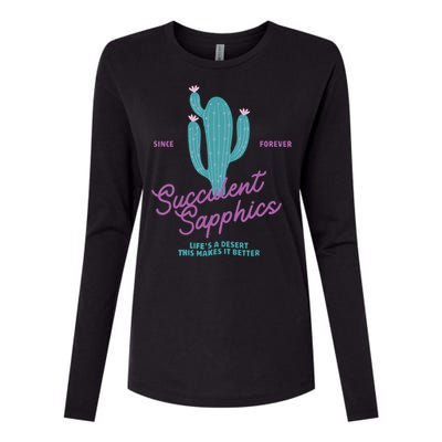 Lesbian Succulent Sapphics Plant Lesbian Womens Cotton Relaxed Long Sleeve T-Shirt