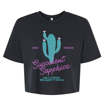 Lesbian Succulent Sapphics Plant Lesbian Bella+Canvas Jersey Crop Tee