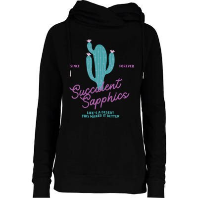 Lesbian Succulent Sapphics Plant Lesbian Womens Funnel Neck Pullover Hood