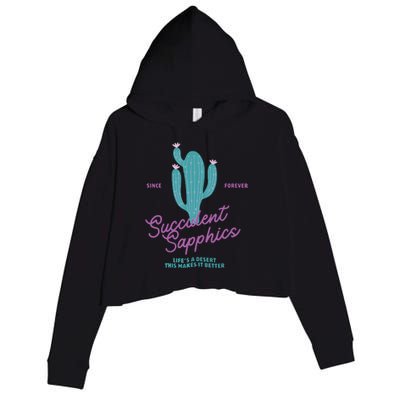 Lesbian Succulent Sapphics Plant Lesbian Crop Fleece Hoodie