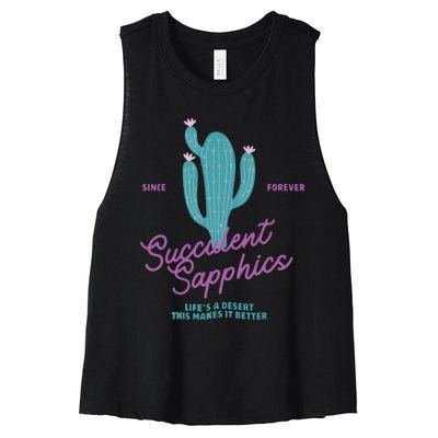 Lesbian Succulent Sapphics Plant Lesbian Women's Racerback Cropped Tank