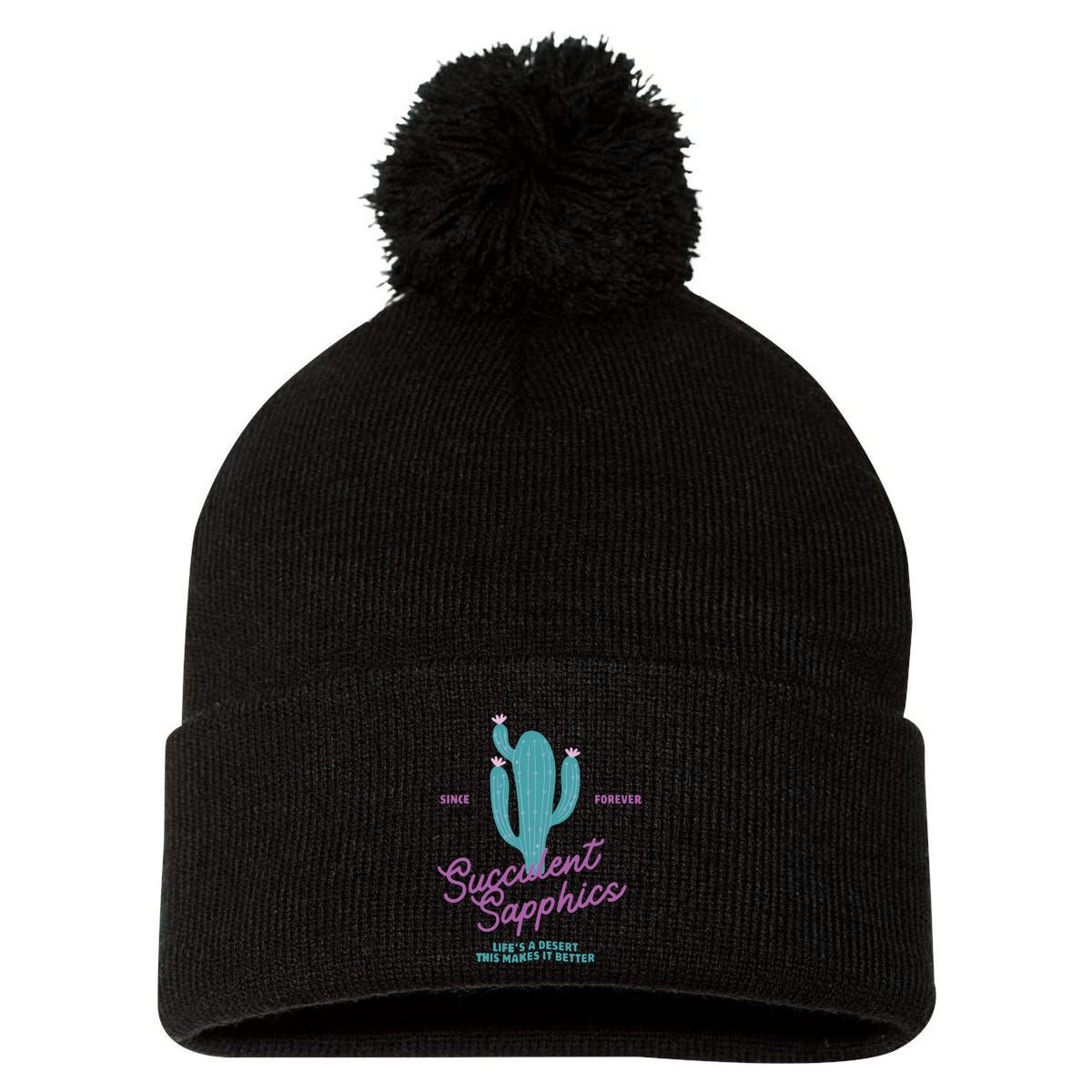 Lesbian Succulent Sapphics Plant Lesbian Pom Pom 12in Knit Beanie