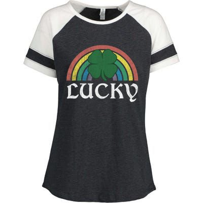 Lucky Shamrock St Patrick's Day Saint Paddy's Rainbow Irish Meaningful Gift Enza Ladies Jersey Colorblock Tee