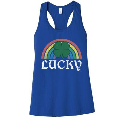 Lucky Shamrock St Patrick's Day Saint Paddy's Rainbow Irish Meaningful Gift Women's Racerback Tank