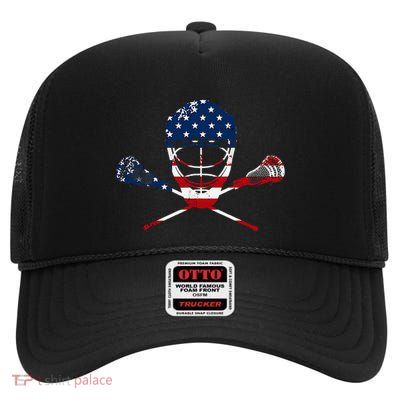 Lacrosse Sport Stick Funny Lax Player Love Perfect High Crown Mesh Back Trucker Hat