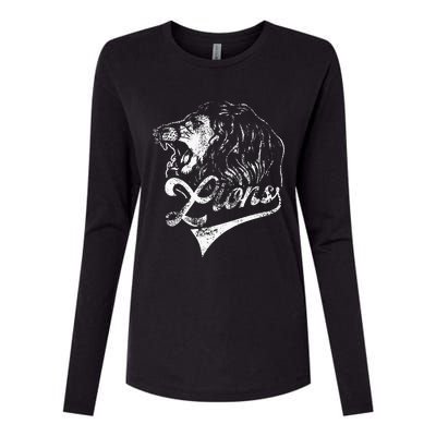 Lions School Sports Fan Team Spirit Mascot Vintage Womens Cotton Relaxed Long Sleeve T-Shirt