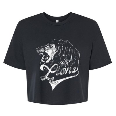 Lions School Sports Fan Team Spirit Mascot Vintage Bella+Canvas Jersey Crop Tee