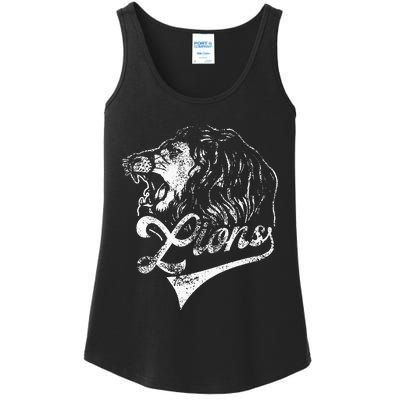 Lions School Sports Fan Team Spirit Mascot Vintage Ladies Essential Tank