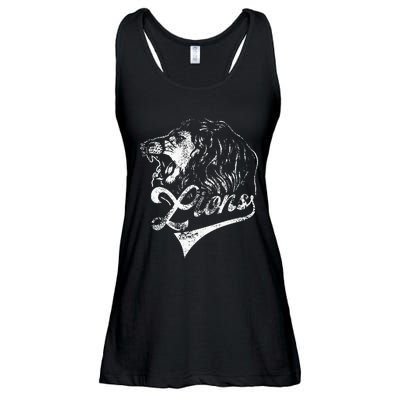 Lions School Sports Fan Team Spirit Mascot Vintage Ladies Essential Flowy Tank