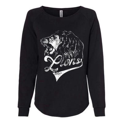 Lions School Sports Fan Team Spirit Mascot Vintage Womens California Wash Sweatshirt