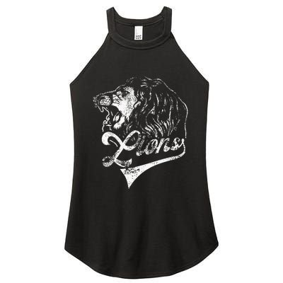 Lions School Sports Fan Team Spirit Mascot Vintage Women’s Perfect Tri Rocker Tank