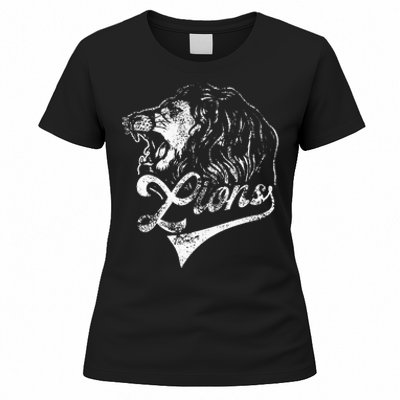 Lions School Sports Fan Team Spirit Mascot Vintage Women's T-Shirt