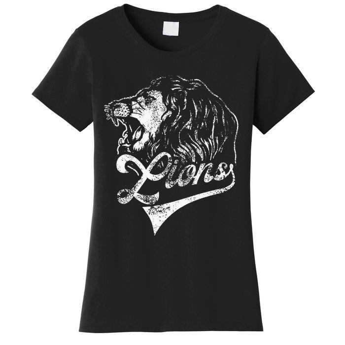 Lions School Sports Fan Team Spirit Mascot Vintage Women's T-Shirt