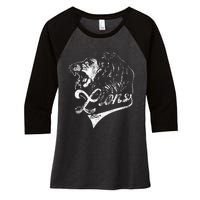 Lions School Sports Fan Team Spirit Mascot Vintage Women's Tri-Blend 3/4-Sleeve Raglan Shirt