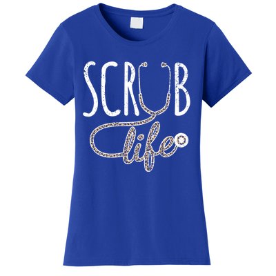 Leopard Stethoscope Scrub Life For A Registered Nurses Life Cute Gift Women's T-Shirt