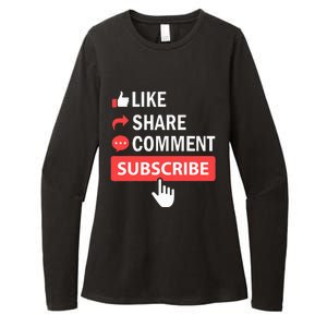 Like Share Subscribe Comment Video Livestream Blogging Womens CVC Long Sleeve Shirt