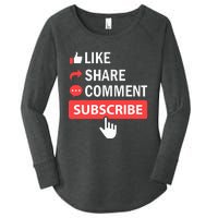 Like Share Subscribe Comment Video Livestream Blogging Women's Perfect Tri Tunic Long Sleeve Shirt