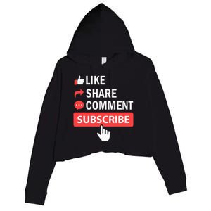 Like Share Subscribe Comment Video Livestream Blogging Crop Fleece Hoodie