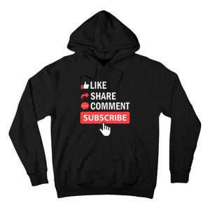 Like Share Subscribe Comment Video Livestream Blogging Tall Hoodie