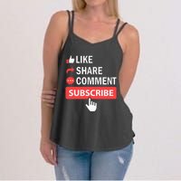 Like Share Subscribe Comment Video Livestream Blogging Women's Strappy Tank