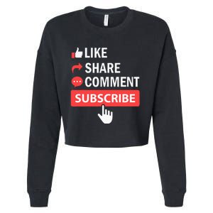 Like Share Subscribe Comment Video Livestream Blogging Cropped Pullover Crew