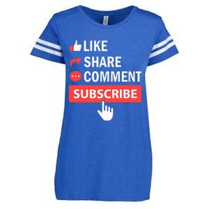 Like Share Subscribe Comment Video Livestream Blogging Enza Ladies Jersey Football T-Shirt