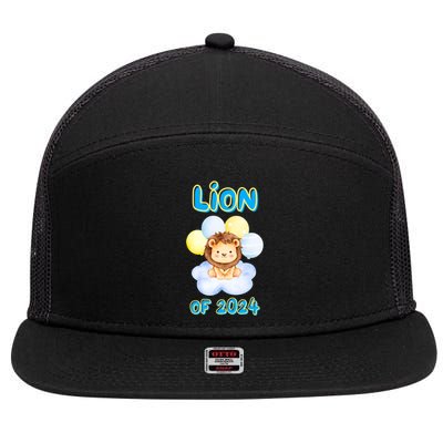 Lion Senior Student Class Of 2024 Happy Last Day Of School Gift 7 Panel Mesh Trucker Snapback Hat