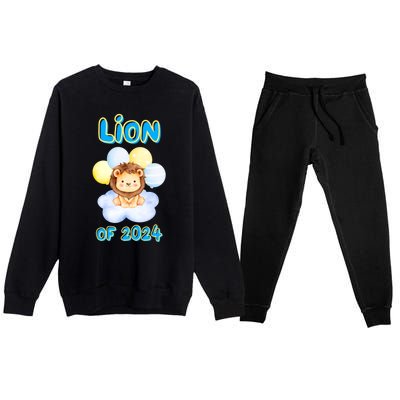 Lion Senior Student Class Of 2024 Happy Last Day Of School Gift Premium Crewneck Sweatsuit Set