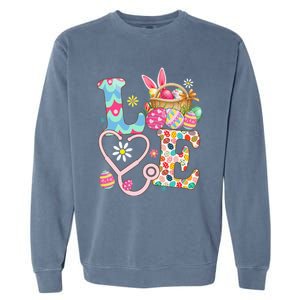 Love Stethoscope Scrub Life Nurse Bunny Easter Day Garment-Dyed Sweatshirt