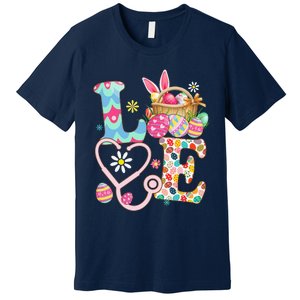 Love Stethoscope Scrub Life Nurse Bunny Easter Day Premium T-Shirt