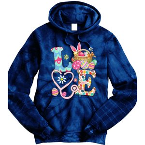 Love Stethoscope Scrub Life Nurse Bunny Easter Day Tie Dye Hoodie