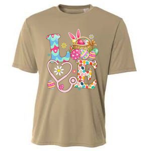 Love Stethoscope Scrub Life Nurse Bunny Easter Day Cooling Performance Crew T-Shirt