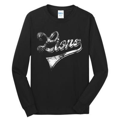 Lions School Sports Fan Team Spirit Mascot Vintage Tall Long Sleeve T-Shirt