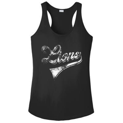 Lions School Sports Fan Team Spirit Mascot Vintage Ladies PosiCharge Competitor Racerback Tank