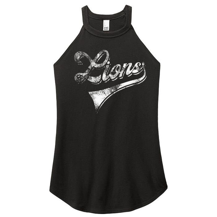 Lions School Sports Fan Team Spirit Mascot Vintage Women's Perfect Tri Rocker Tank