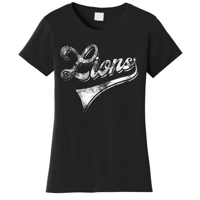 Lions School Sports Fan Team Spirit Mascot Vintage Women's T-Shirt