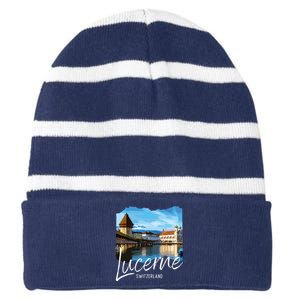 Lucerne Switzerland Souvenir Lucerne Striped Beanie with Solid Band