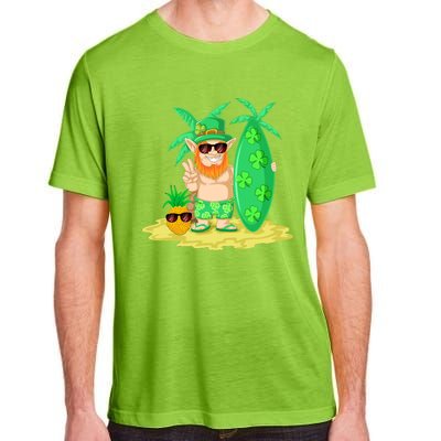 Leprechaun Surfing St Patricks Day Shamrock Leaf Clover Gift Adult ChromaSoft Performance T-Shirt