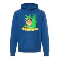 Leprechaun Surfing St Patricks Day Shamrock Leaf Clover Gift Premium Hoodie