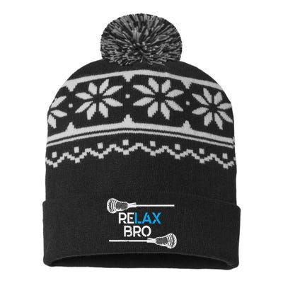 Lacrosse Sport Stick Funny Lax Player Love USA-Made Snowflake Beanie